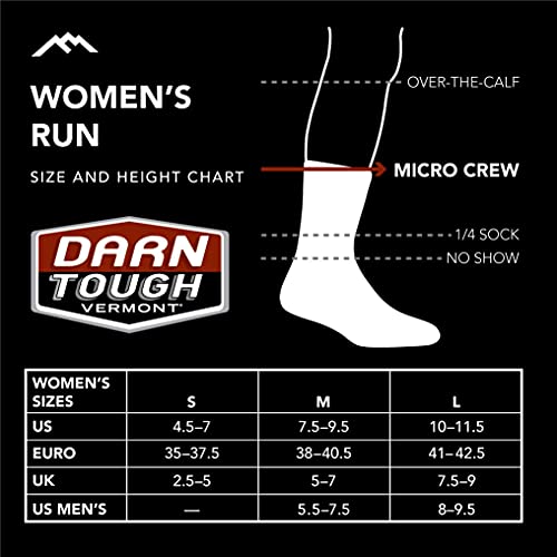 Darn Tough Women's Stride Micro Crew Ultra-Lightweight - Large Gray Merino Wool Socks for Running