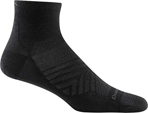 Darn Tough Men's 1/4 Ultra-Lightweight Run Sock (Style 1034) - Black, Large