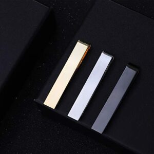 YADOCA 3 Pcs Tie Clips for Men Tie Bar Set Necktie Clips for Wedding Anniversary Business Black Silver-Tone Gold-Tone