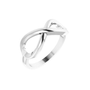 Solid 14k White Gold Infinity-Inspired Ring Band - Size 7 (Width = 7.8mm)