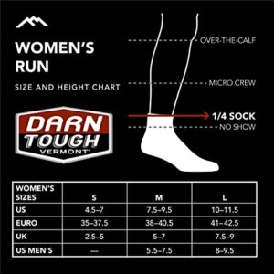 Darn Tough Women's 1/4 Ultra-Lightweight Run Sock (Style 1044) - Black, Small