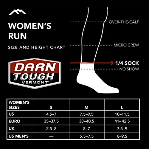 Darn Tough Women's Run Quarter Ultra-Lightweight with Cushion Running Sock (Style 1048) - Black, Medium