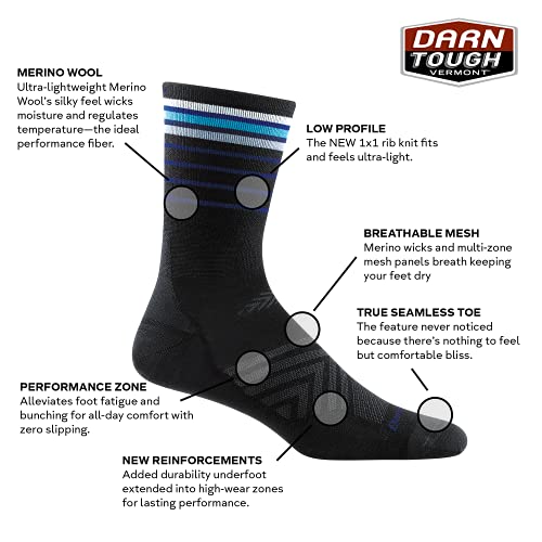 Darn Tough Men's Stride Micro Crew Ultra-Lightweight Running Sock (Style 1036) - Eclipse, Large