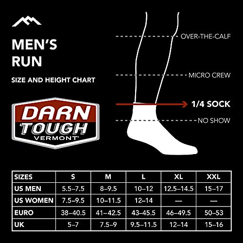 Darn Tough (1055) Run Coolmax 1/4 Ultra-Lightweight with Cushion Men's Sock - (Black, Large)