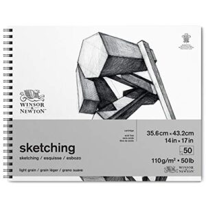 winsor & newton classic sketching paper pad, 14" x 17", 50 sheets, 110gsm, extra white