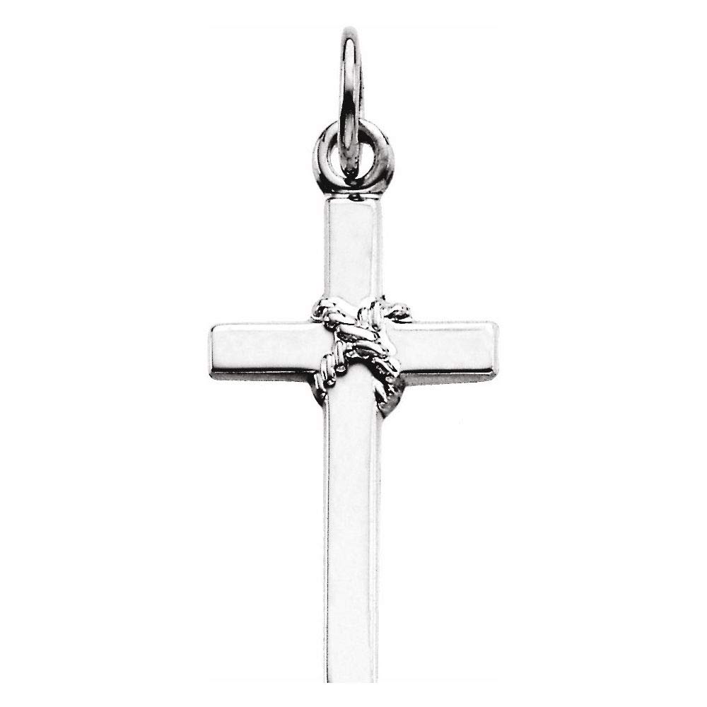 Solid Platinum 16x9.5mm Cross Crucifix Charm Pendant (16mm x 9.5mm)