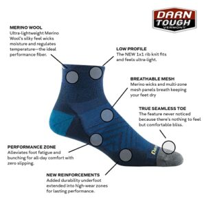 Darn Tough Men's 1/4 Ultra-Lightweight Run Sock (Style 1034) - Black, Large