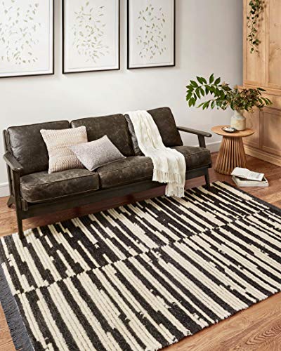 Loloi Chris Loves Julia x Alice Cream/Charcoal 5'-2" x 7'-6" Area Rug