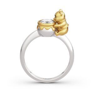 Jeulia "Bear Holding Honey Pot" Round Cut Sterling Silver Ring Fashion Anniversary Promise Engagement Wedding Ring Set for Her With Gift Jewelry Box (Honey Pot, 8)