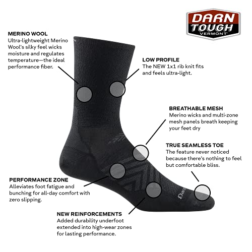 Darn Tough Men's Micro Crew Ultra-Lightweight Run Sock (Style 1035) - Black, Large