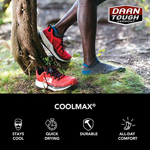 Darn Tough (1054) Run Coolmax No Show Tab Ultra-Lightweight with Cushion Men's Sock - (Gray, Large)