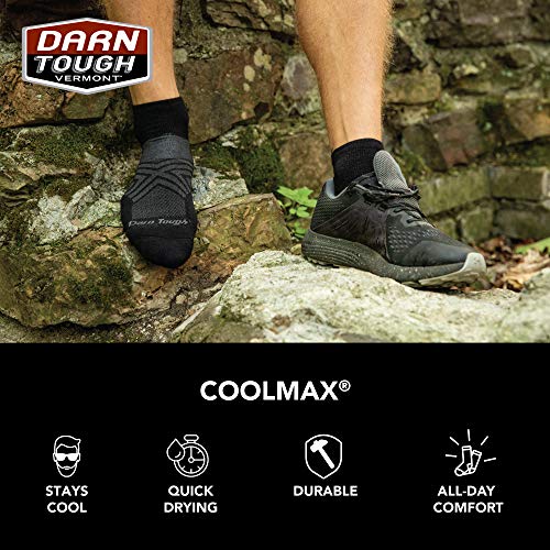 Darn Tough (1055) Run Coolmax 1/4 Ultra-Lightweight with Cushion Men's Sock - (Black, Large)