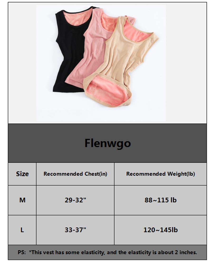 Flenwgo Womens Cotton Thermal Fleece Lined Underwear Tops Cami Tank Top Warm Base Layer Vest Khaki L/(Fit 120~145 lb)