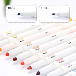 ATOPSTAR 25 Colors Dual Tip Highlighters Set, Fine/Bold Mild Color and Warm Color, Cool and Refined Color