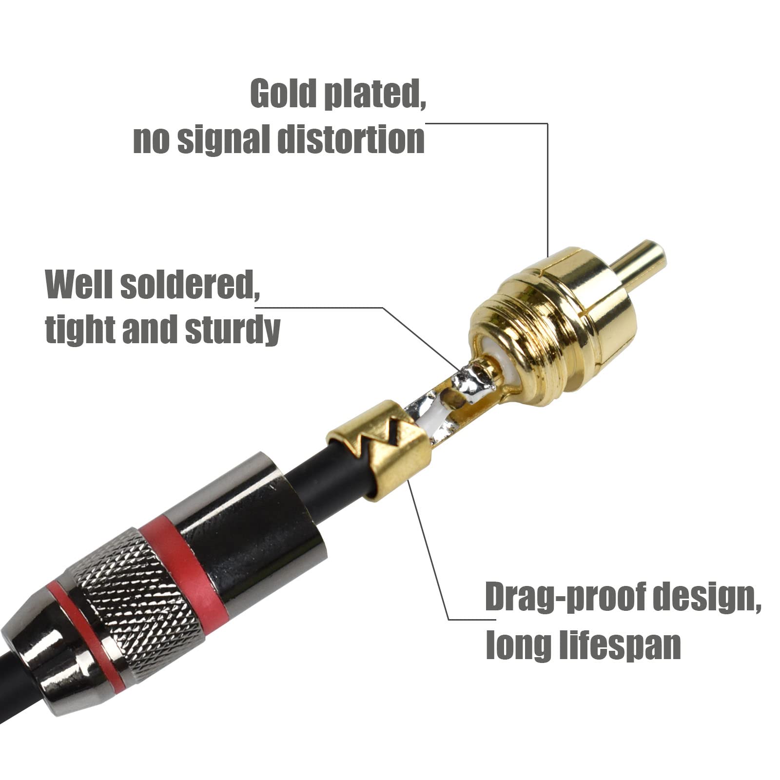 Mugteeve Dual RCA Male to Dual XLR Male Cable Adapter, 5 Feet Unbalanced L/R RCA to XLR Phono Plug Cable, Left and Right Tape Out Cord, for Mixer, Studio Monitor, Stereo HiFi Subwoofer Speaker