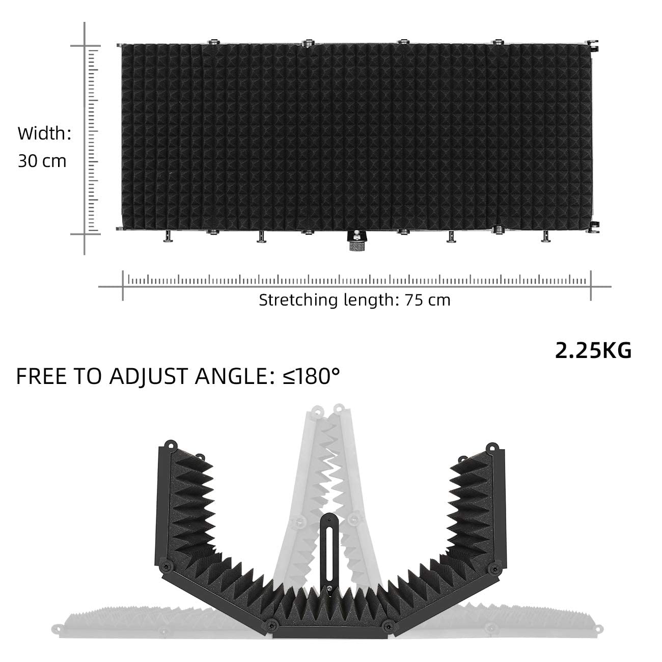 Bomaite Broadcast Studio Adjustable Angle Foldable Noise Reduction Sound Absorbing Microphone Wind Screen Shield