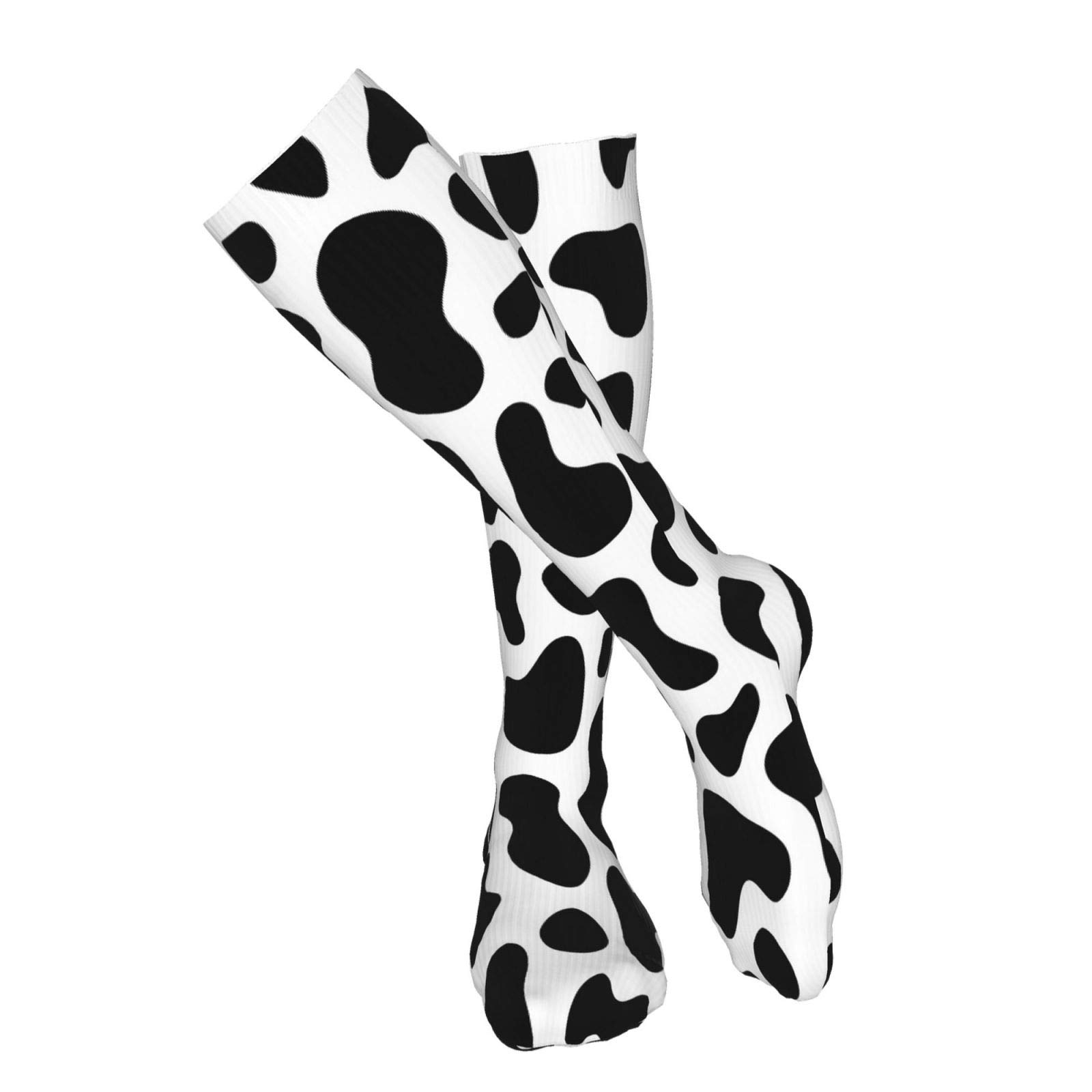 Thigh Knee High Cow Goat Print Socks for Women Compression Black and White Non Slip Long Boot Stocking Thick Warm Girls Fashion Animal Series Stocking Over