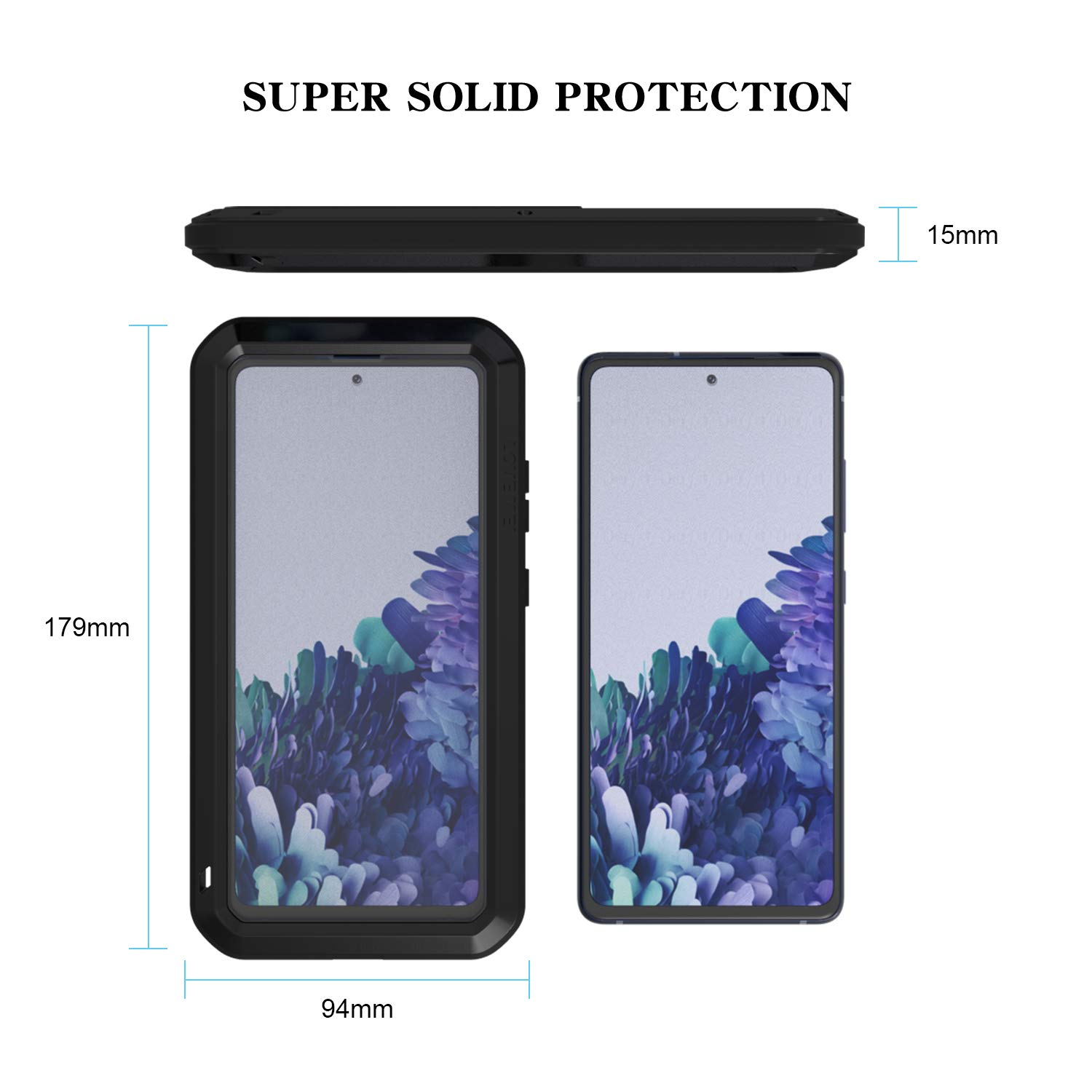 LOVE MEI Military Rugged Case For Samsung Galaxy S20 FE 5G, with Tempered Glass Screen Protector, Shockproof Dustproof Scratch Proof Hybrid Metal and Silicone Gel Heavy Duty Full Body Cover for S20 FE