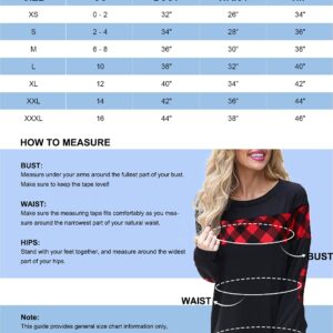 Blooming Jelly Women's Color Block Plaid Shirt Crewneck Sweatshirt Elbow Patches Pullover Sweatshirt Top (Large, Black White Plaid)