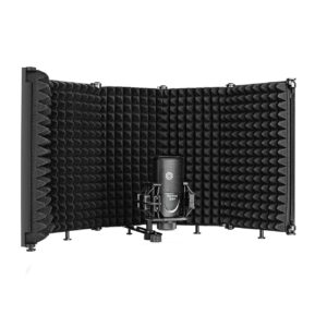 Bomaite Broadcast Studio Adjustable Angle Foldable Noise Reduction Sound Absorbing Microphone Wind Screen Shield