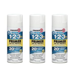 zinsser 272479-3pk bulls eye 1-2-3 plus spray primer, 13 oz, white, 3 pack