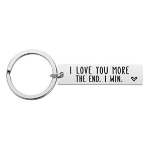 Couple Keychains for Boyfriend Girlfriend - Valentine’s Day Gifts I Love You More The End I Win Couple Keyring for Wife Husband Boyfriend Girlfriend Gifts for Him Her