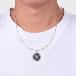 PDTJMTG Compass Necklace for Men Sterling Silver Men's Compass Necklace