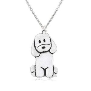 goldendoodle labradoodle charm necklace, golden lover gift, silver metal dog pendant on a chain, ladies i love poodle mix