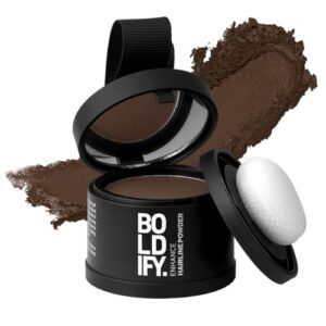 boldify hairline powder for hair loss concealment - root touch up, hair toppers for women & men, thinning hair fibers, 48-hour stain-proof formula (medium brown)