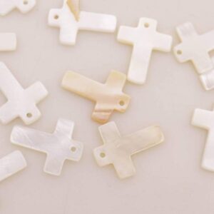 20 PCS 16mm x23mm Cross Shell Natural White Mother of Pearl Pendant