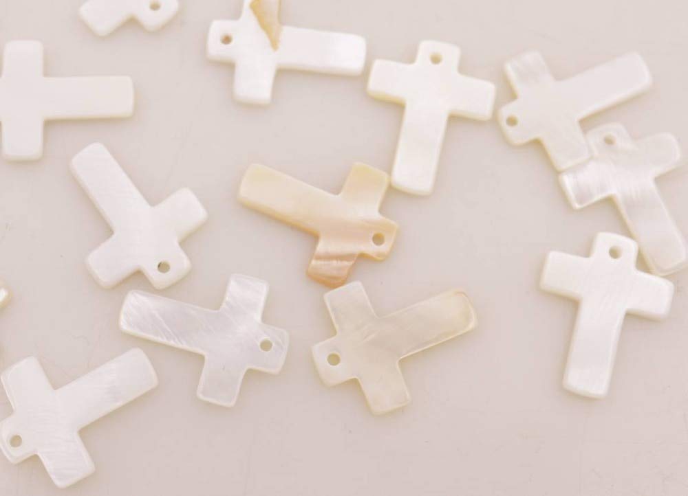 20 PCS 16mm x23mm Cross Shell Natural White Mother of Pearl Pendant