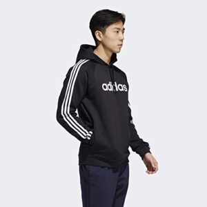 adidas mens Essentials 3-Stripes Pullover Hoodie Black/White2 Medium