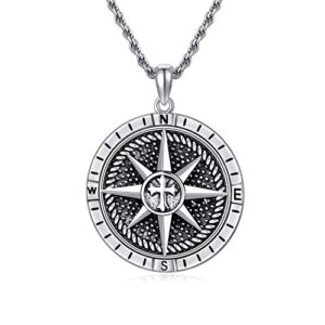 pdtjmtg compass necklace for men sterling silver men's compass necklace