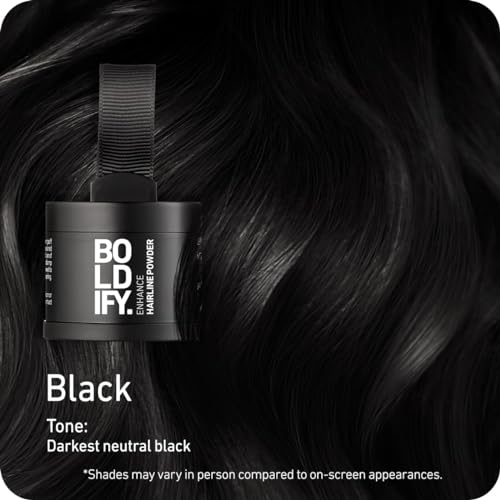 BOLDIFY Hairline Powder - Instantly Conceals Hair Loss and Thinning, Touch-Up Hair Fibers and Toppers for Women & Men, Stain-Proof 48-Hour Root Cover Up Formula (Black)