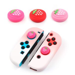 Thumb Stick Grip Cap Joystick Cover for Nintendo Switch Switch Lite Controller Thumbstick Case Colorful Strawberry 2PCS Red