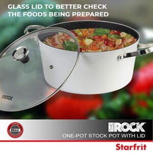 THE ROCK by Starfrit One-Pot 7.2-Quart Stock Pot with Lid and Stainless Steel Riveted Handles, White