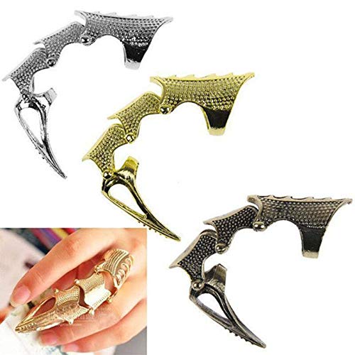 Barhunkft(TM) Punk Gothic Rings Rock Scroll Joint Armor Knuckle Metal Full Finger Claw Ring(Random Color)