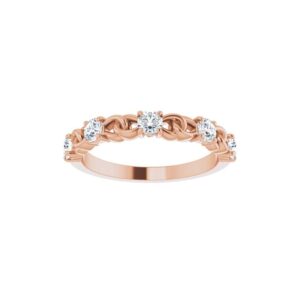 Solid 14k Rose Gold 1/2 Cttw Diamond Stackable Wedding Anniversary Link Ring Band (.50 Cttw) (Width = 3.1mm) - Size 5