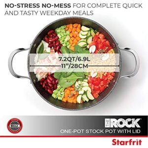 THE ROCK by Starfrit One-Pot 7.2-Quart Stock Pot with Lid and Stainless Steel Riveted Handles, White