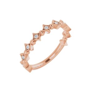 solid 14k rose gold 1/10 cttw diamond stackable wedding anniversary ring band - size 7 (width = 3.6mm)