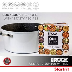 THE ROCK by Starfrit One-Pot 7.2-Quart Stock Pot with Lid and Stainless Steel Riveted Handles, White