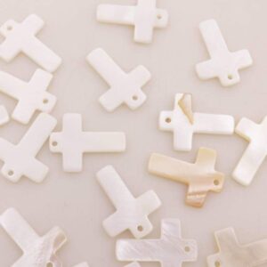 20 PCS 16mm x23mm Cross Shell Natural White Mother of Pearl Pendant