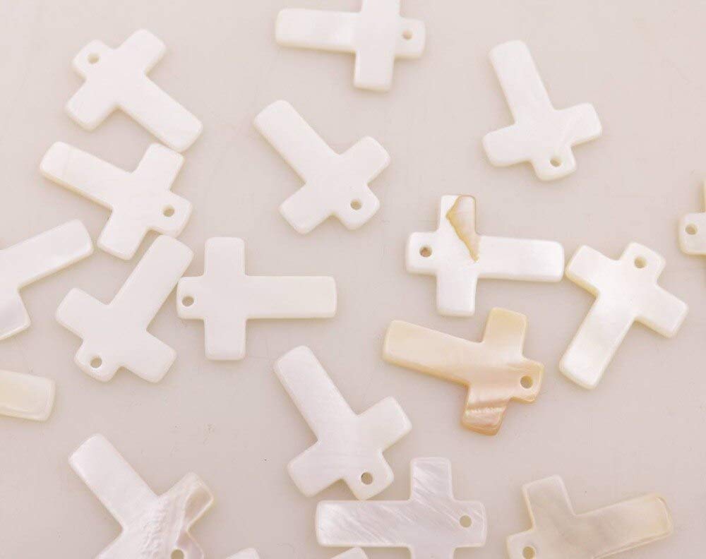 20 PCS 16mm x23mm Cross Shell Natural White Mother of Pearl Pendant