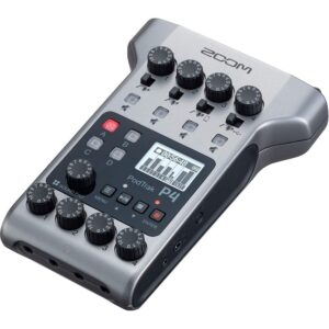 Zoom PodTrak P4 Portable Multitrack Podcast Recorder Bundle with 4X Zoom ZDM-1 Podcast Pack