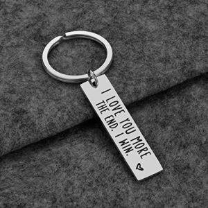 Couple Keychains for Boyfriend Girlfriend - Valentine’s Day Gifts I Love You More The End I Win Couple Keyring for Wife Husband Boyfriend Girlfriend Gifts for Him Her