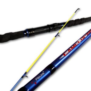 fiblink surf spinning fishing rod 2-piece & 3-piece & 4-piece carbon fiber travel fishing rod with noctilucent tips (12' - 2pcs - blue)