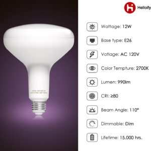 helloify Dimmable BR40 LED Flood Light Bulb 12W, 75W Equivalent, 2700K Soft White Light, Energy Saving Lamp for Office/Home, E26 Screw Base, 6PCS