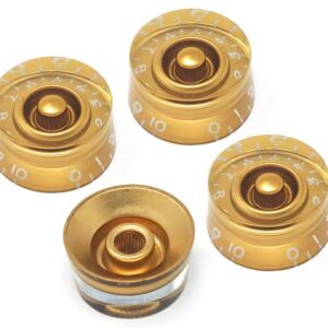 Vintage Forge Gold Speed Knobs Compatible with USA Les Paul SG Electric Guitar (Set of 4) Fits 24 Fine-Spline USA (Imperial) Split Shaft Pots Recessed RS24US-GLD4