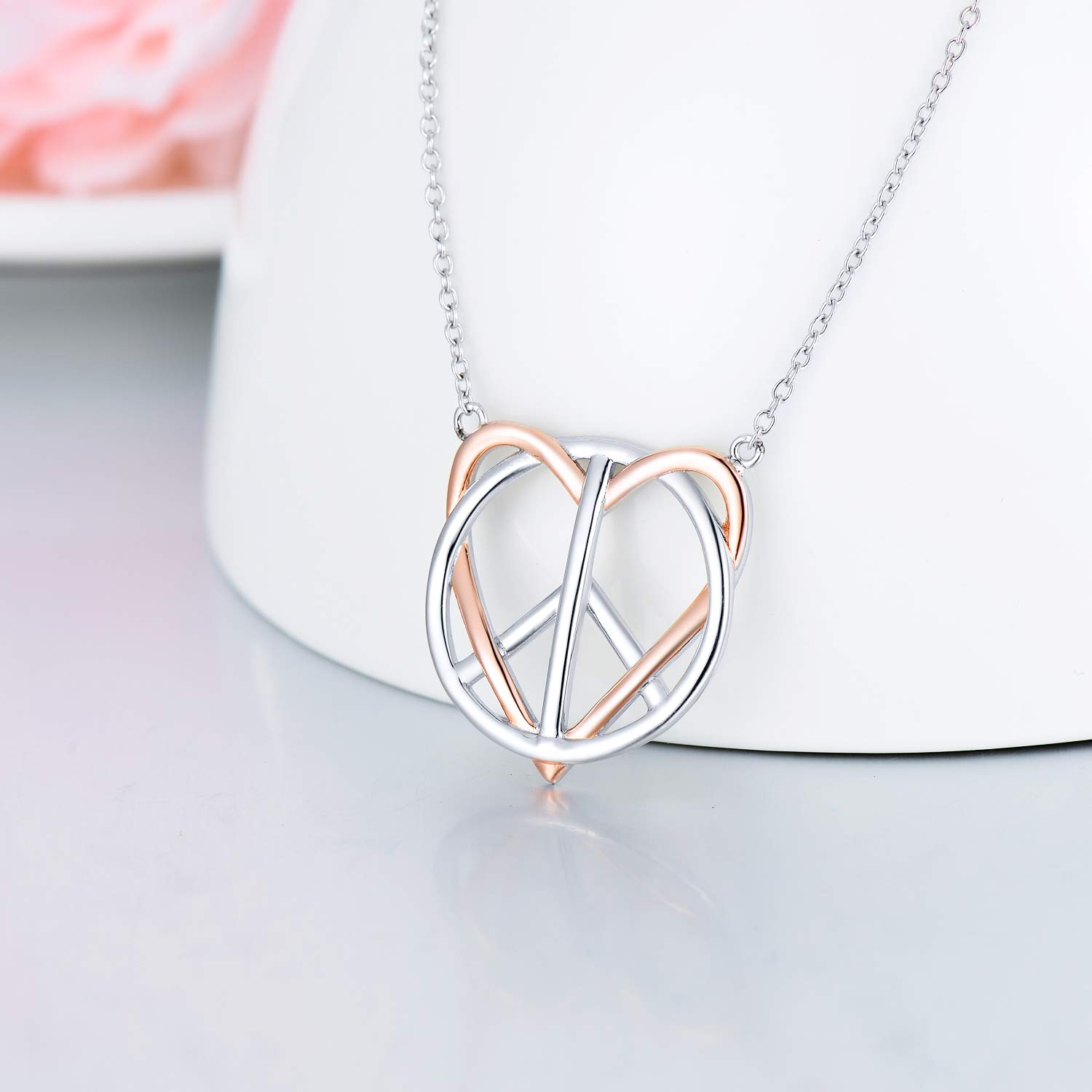 Peace Necklace for Women Sterling Silver Peace Sign Pendant Necklace Heart Love Jewelry