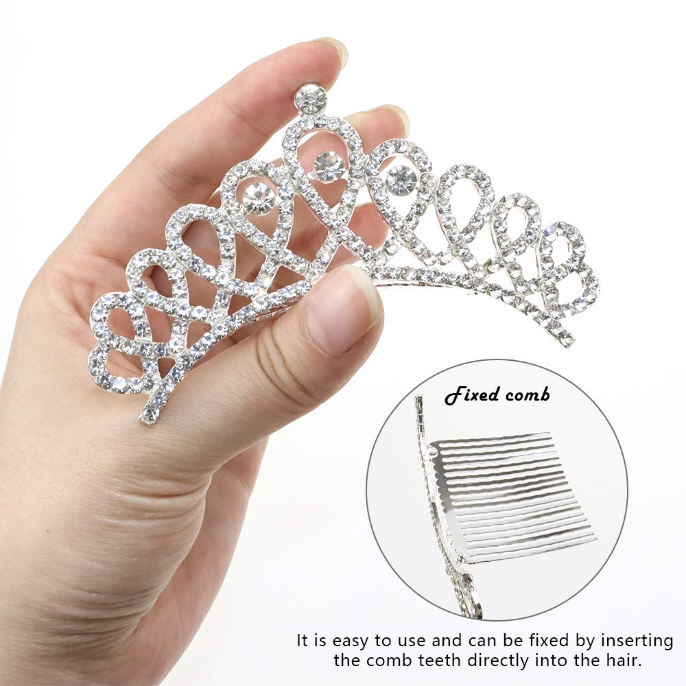 NODG 3 Pieces Silver Tiaras for Women Princess Rhinestone Mini Tiaras with Comb Crowns for Women with Comb for Princess Party Favors Tiaras and Crowns for Women